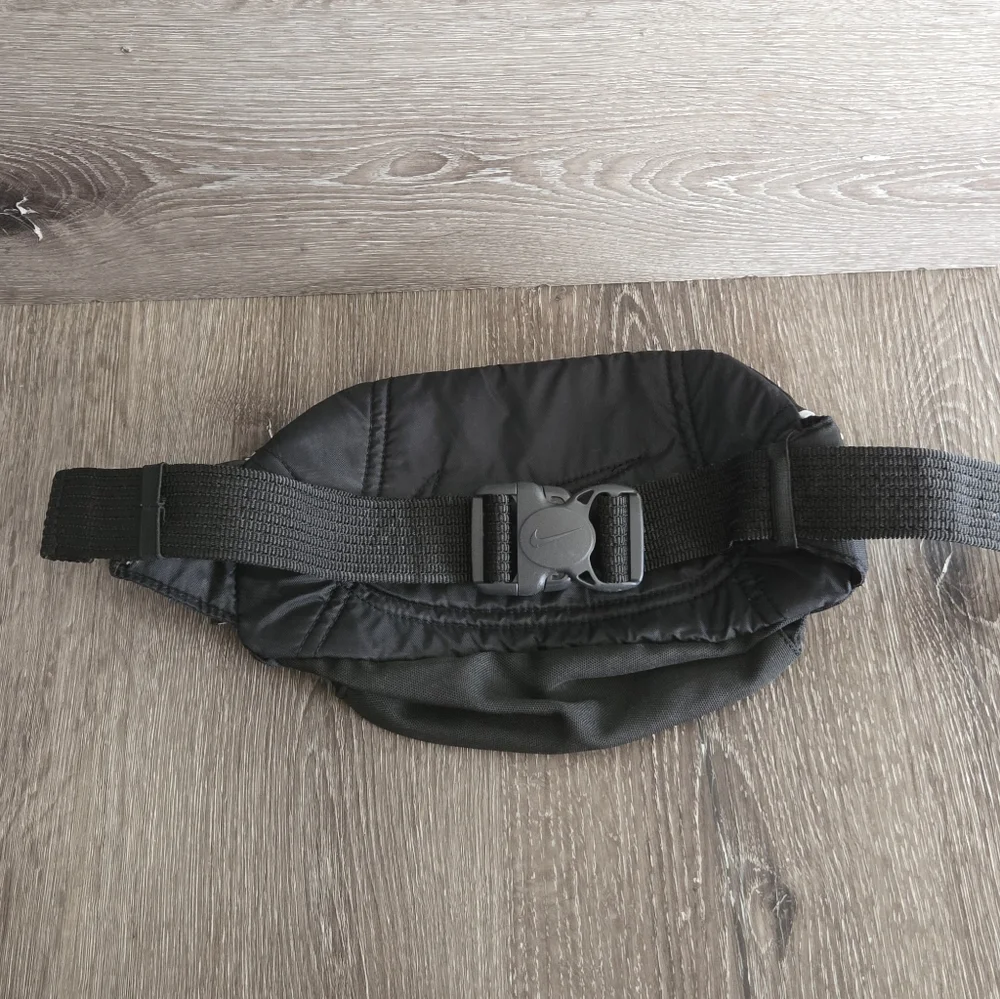 Nike Black Waist Bag with White Swoosh and Reflective Trim